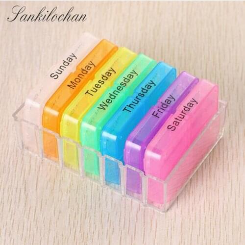 4 sets 7 Day Weekly 28 Compartments Pill Box Morning Night Medicine Pill Organizer Tablet Container pastillero pildoras estuche