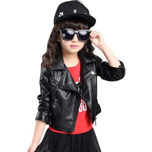 Girls Leather Jacket Coat Solid Color Girl Coat Long Sleeve Childrens Coats Spring Autumn Childrens Winter Clothes