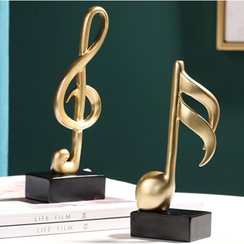 Musical Symbol Statue 3Pcs Golden Musical Note Figurine Handicraft Piano Ornament Living Room Decor Figurines Miniatures 2021