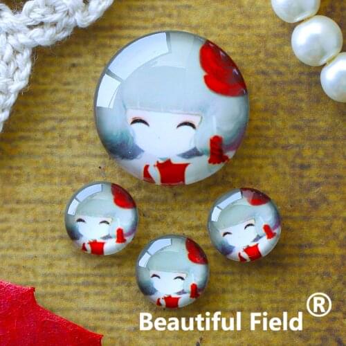 12mm 25mm 14mm 16mm 18mm 20mm Photo Glass Cabochons Round Cameo Set Handmade Settings Stone Girl AA23