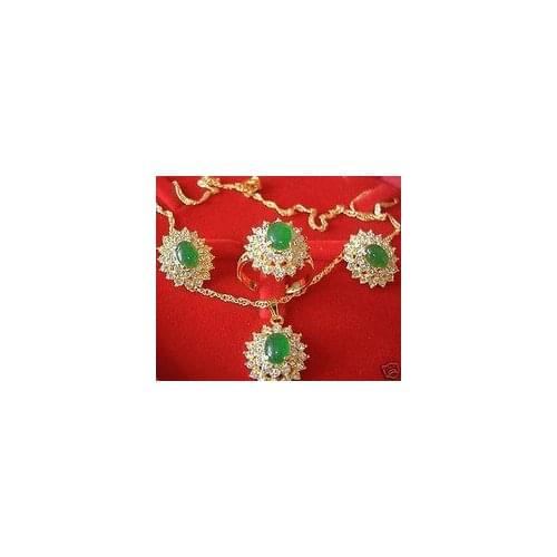 Beautiful AAA green gem necklace pendant earring ring set Quartz Fine Bridal wide watch wings queen for women jewelry