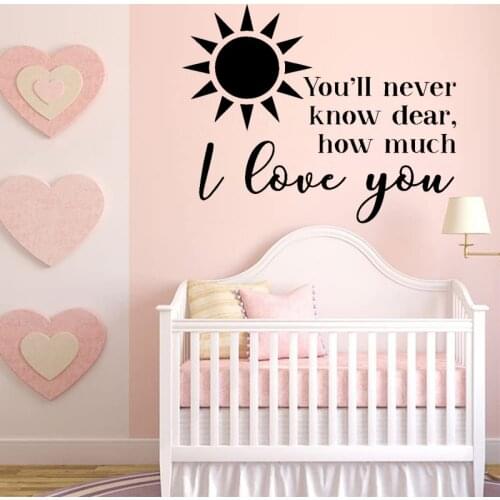 Sun Pattern Wall Sticker Babys Bedroom Decal Quotes I Love You Stickers Parents' Love Decals Kids Room Wall Decoration Removable