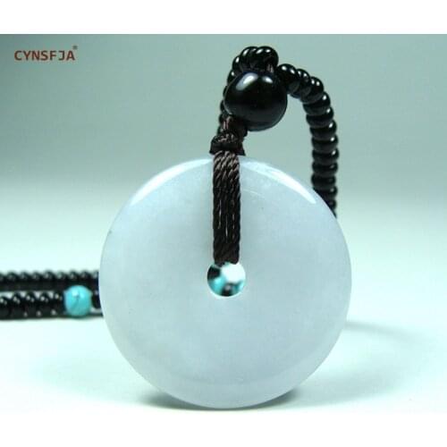CYNSFJA Real Rare Certified Natural Grade A Burmese Jadeite Amulet Peace Buckle Jade Pendant Ice High Quality Artwork Best Gifts