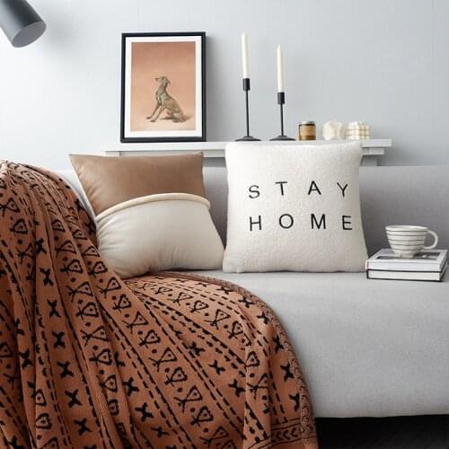 Nordic Pillow Case Soft Back Support Cushion Cover Embroidery Letters Pillowcase Home Dorm Studio Room Decor 45x45cm