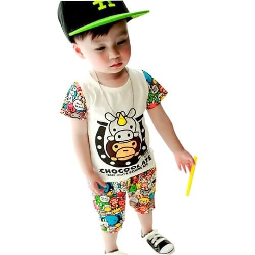 2015 summer new children clothing high quality Cotton baby clothing set T-shirts + shorts 2pcs for 0-3 year baby boys clothes