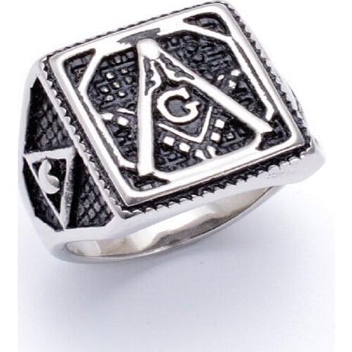New Mens Square Freemason Free Mason Cross Templar Masonic Ring