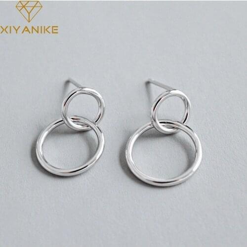 XIYANIKE 925 Sterling Silver New Fashion Simple Hollow Circular Earrings for Women Wedding Couple Geometric Handmade Jewelry