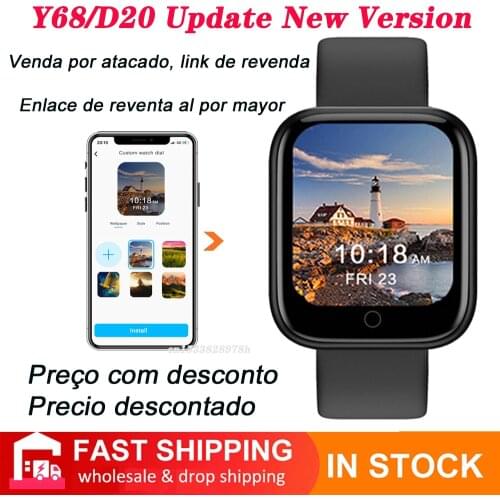 Update Verison Y68 Smartwatch Put Photo Control Music Big Screen 1.44 inch D20 Smart Watch Sport Fitness Bracelet PK Mi Band IOS