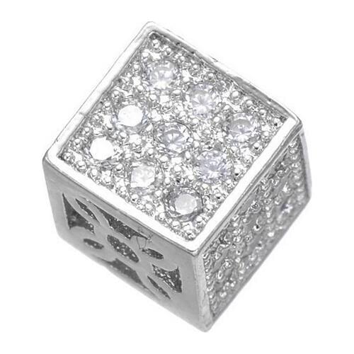 One piece fashion 8*8mm square micro pave CZ high quality diy hollow jewelry finding mp050