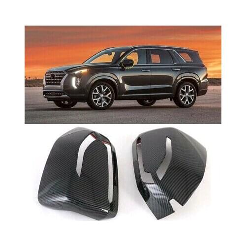 Carbon Fiber Look Rearview Side Mirror Cover Trim 2pcs For Hyundai Palisade 2020