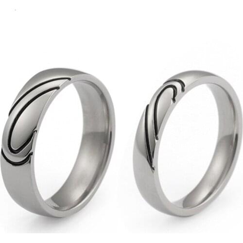 Titanium Steel Ring Love Heart Shaped Couple Rings Couple Rings