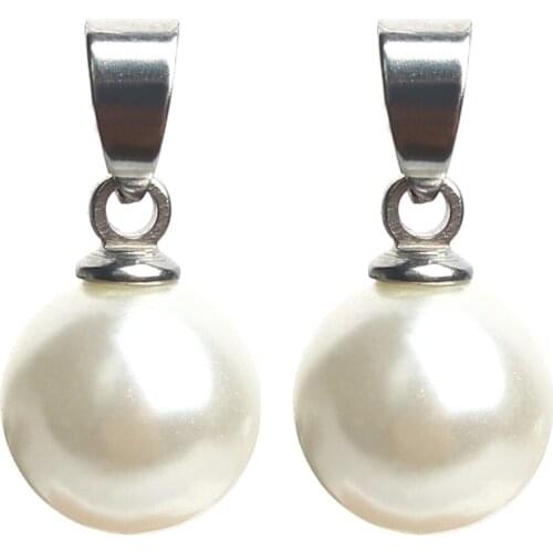 2pcs/lot Stainless Steel Silver Imitation Pearl Charms Pendants for Women DIY Necklace Bracelets Earring Making Findings F2233