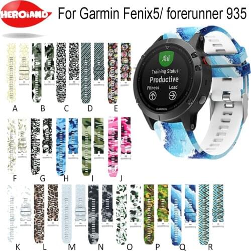 Watch band Quick Release Wrist Band Watch Strap for Garmin Fenix 5 forerunner 935 GPS Watchband Printed Fashion Sports Silicone