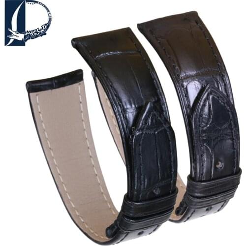 PESNO Suitable for Rolex Cellini Crocodile Leather Bamboo Grain Watch Strap 20mm Black Men Watch Accessories Bands