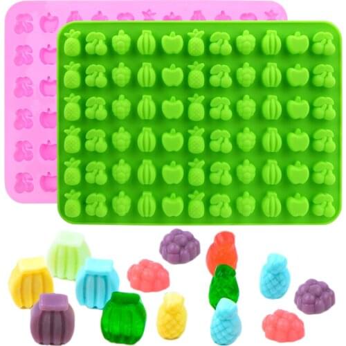 Silicone Fruit Shaped Candy Mold 66 Cavity DIY Gummy Candy Mould Sugarcraft Tools Miniature Candy Silicone Mold Tray