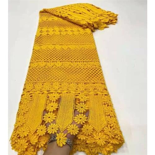 SJ Lace Latest Classic Yellow Grade Embroidery African Guipure Cord lace Fabric For Wedding/Party Dress A3-2