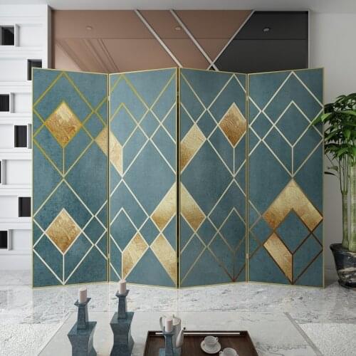 Modern and simple metal folding screen, light luxury folding mobile art screen partition living room porch hotel office