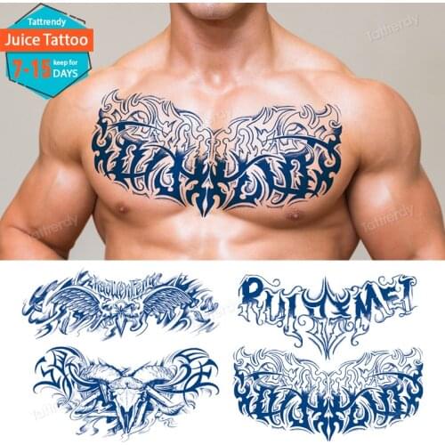 Juice ink long lasting temporary tattoo chest back sexy body tattoo for men women tattoo waterproof fake letter totem designs