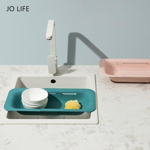 JO LIFENordic Retractable Adjustment Sink Telescopic Washing Basket Kitchen Drain Fruit And Vegetable Basket