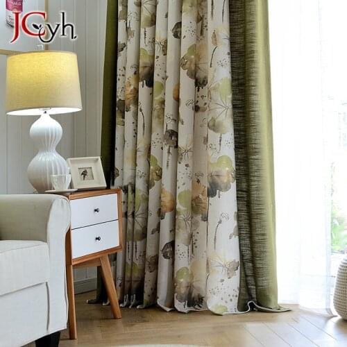 American Style Lotus Leaf Window Curtains For Living Room Decor Green Bedroom Curtains Drapes Windows Treatments Blinds 75