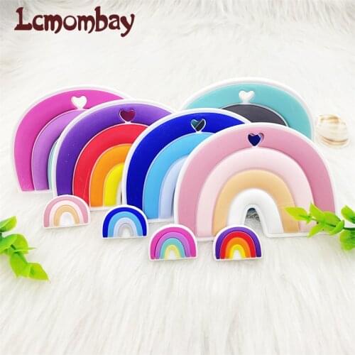 1/10PCS Silicone rainbow Beads Baby Teething Necklace lovely Stich Baby Teether Molar Toy Gift