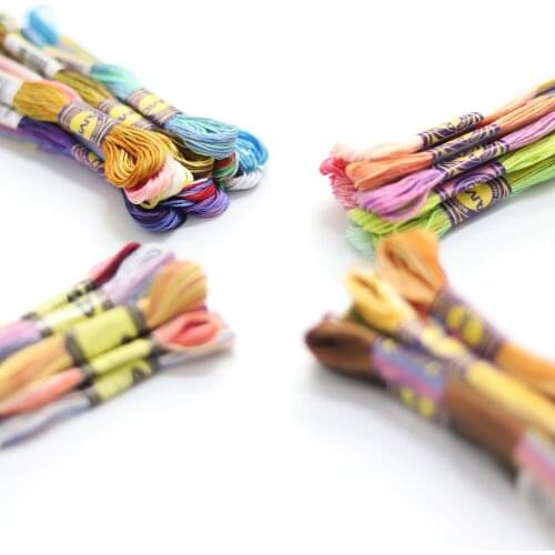 10 Colors per set Variegated 6 strands 8 meters per skein Color Variation Cotton Embroidery Floss Overdyed Cross stitch