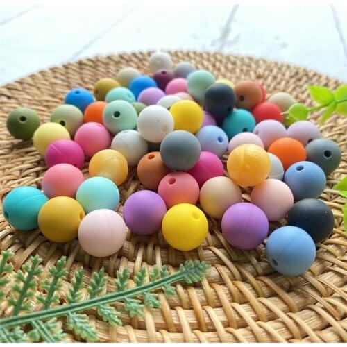 100/300/500Pcs 15MM Beads food grade silicone Teether Round Beads Baby Chewable Teething Beads silicone teether for diy