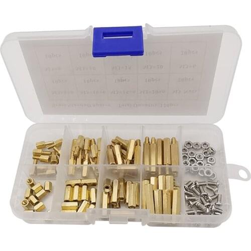 120Pcs Brass Standoff Spacer M3 Male Female Hex Column Standoff Support Spacer Pillar M3 Screw Nut for PCB Board 6/10/15/20mm