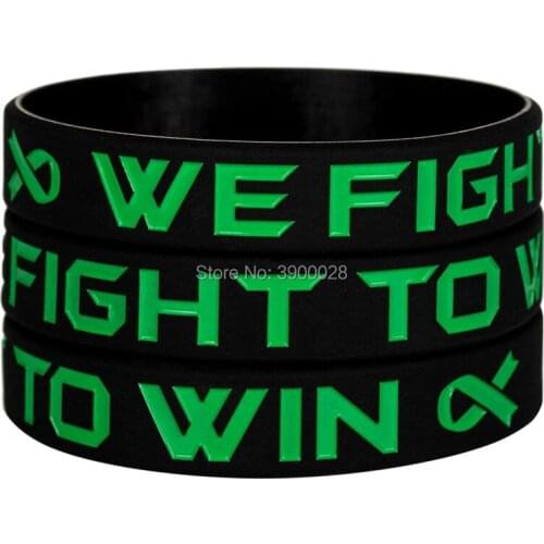 300pcs Green Awareness Ribbon with We Fight to Win Silicone Wristband Bracelet Free Shipping By DHL