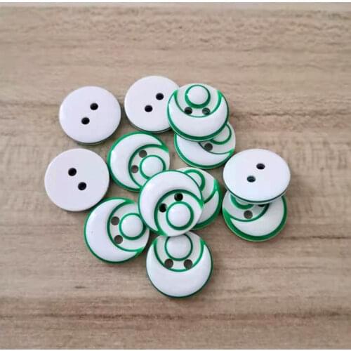 50PCs Green Resin Sewing Buttons Scrapbooking Round moon 15mm Costura Botones Decorate bottoni botoes