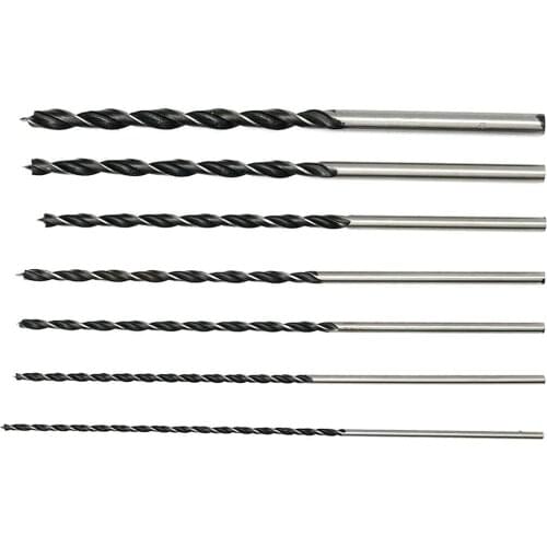 7pcs 300mm Hex Shank Extra Long High Carbon Steel Three Point Twist Drill Bits Kit High Strength Woodworking Drill Bits Tool