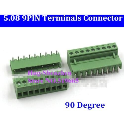 5.08 5.08mm 9pin 9-Pin Terminal plug type 300V 10A 5.08mm pitch connector pcb screw terminal block 90 degree