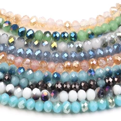 90pcs/lot Rondelle Austria Faceted 6mm Crystal Glass Round Beads Loose Spacer Beads DIY Jewelry Making for Bracelet Necklace