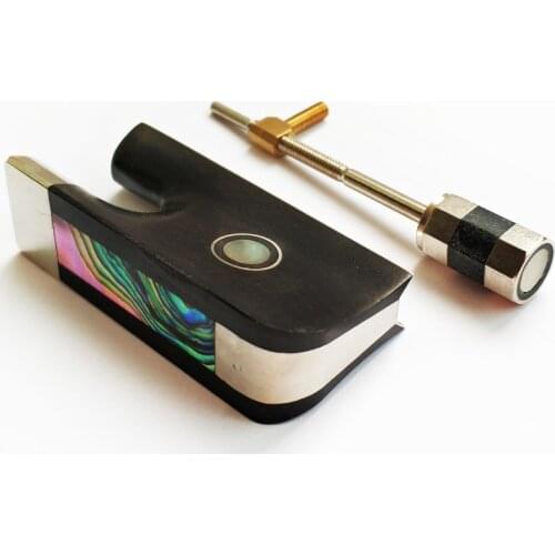 French Bass Ebony Bow Frog Nickel-Silver Mounted Parisan Eye Abalone Shell Slide EB04