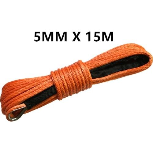 Free shipping winch rope 5mm x 15m synthetic uhmwpe rope with sheath car accessories
