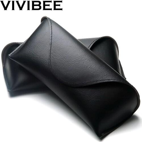 VIVIBEE Men Soft MagnetPU Leather Sunglasses Case Unsex Eyeglasses Box Women Black spectacle Cases