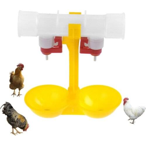 Double Outlet Drinking Hanging Chickens Cups Nipple Drinker Poultry Waterer
