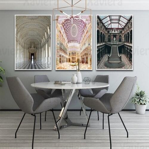 European & Arabic Decor Painting Architecture HD Canvas Painting For Living Room Decor Wall Art Picture Nordic Church Posters