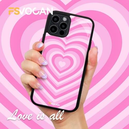 Love Heart Latte Coffee Phone Case For iPhone 11 12 Pro Max 7 8 Plus X XR XS Glossy Pink Silicone TPU+PC Cover For iPhone 11 12