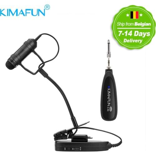 KIMAFUN 2.4G Mini Wireless professional Instrument Microphone System Receiver&Transmitter for Saxophone, Trumpet