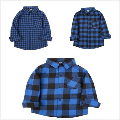 Classic Baby Boys Shirts Cotton Children Plaid Shirt Fashion Checked Boys Tee Shirt Kid Blouses Overshirt Cell Girls Clothes Top