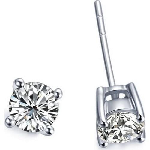 Classic 4 Prongs 0.5Ct each 5.0mm D Moissanite Stud Earrings Platinum 950 Earring for Her Womens Wedding Jewelry