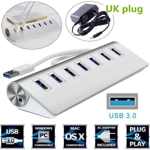 4/7 Port Aluminum Multi USB 3.0 USB 2.0 HUB High Speed USB Splitter Card Reader 5Gbps For PC Laptop Mac iMac MacBook Pro EU UK