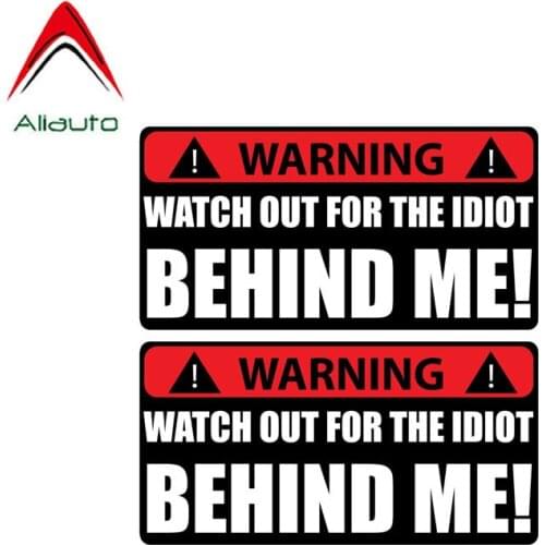 Aliauto 2 X Creative Car Stickers Watch Out for The Idiot Behind Me Accessories PVC Decal for Renault Megane Opel Corsa,12cm*6cm