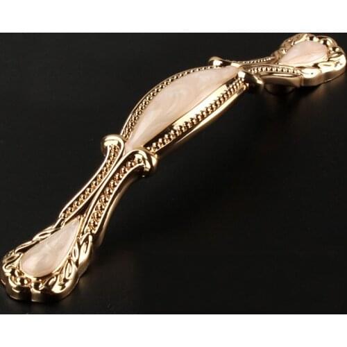 Cabinet Furniture New Luxury Amber Porcelain Platinum Handle Drawer Wardrobe Door (C.C.:96mm,Length:135mm)