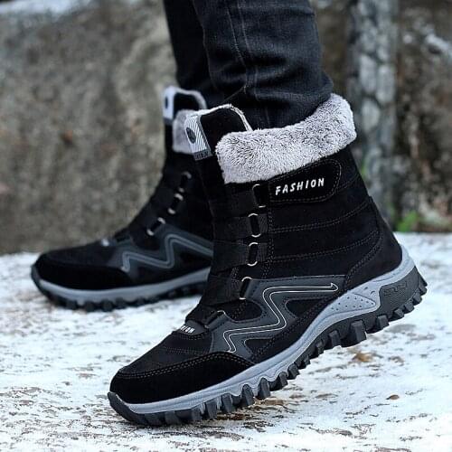 Super Warm Snow Boots Men Mid-Calf Outdoor Men Winter Patent Boots Waterproof Keep Warm High Boots Men botas hombre