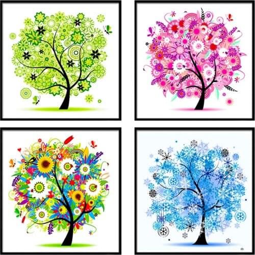 Full Square/round Colored Tree Butterfly 5d Diy Diamond Painting Embroidery Mosaic Kit Cross Stitch Rhinestone Home Decoration