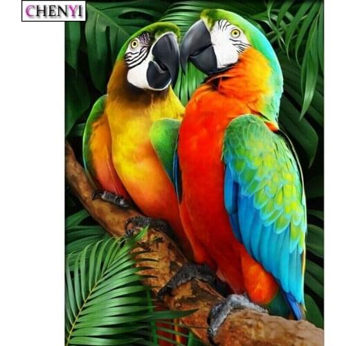 CHENYI Craft Diamond Painting Two Parrots Cross Stitch Kits Crystal Rhinestone Mosaic Diamond Embroidery Living Room Decoration