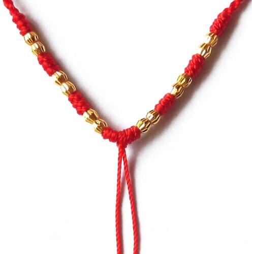 New Arrival Pure 24K Yellow Gold Necklace Handmade Weave String Beads Necklace 0.72g