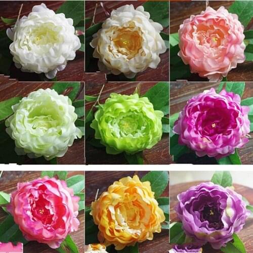 New Arrival Upscale Artificial Silk Peony Flower Heads DIY Craft Ornament Dia 12cm Wedding Bridal Bouquet Headwear Accessories